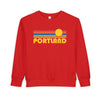 Portland, Oregon Toddler Sweatshirt - Retro Sun Portland Toddler Crewneck Sweatshirt