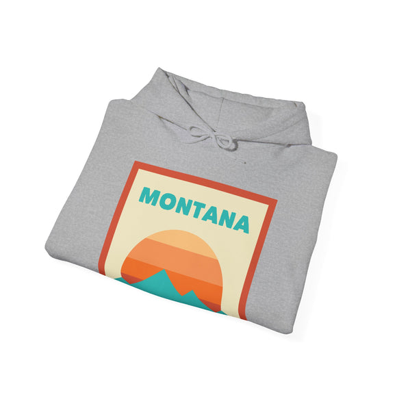 Montana Mountain Sun Hoodie - Unisex Montana Hooded Sweatshirt, Montana Travel Sweatshirt, Montana Sunset
