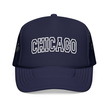 Kids Chicago, Illinois Trucker Hat Vintage College Foam Mesh on white background