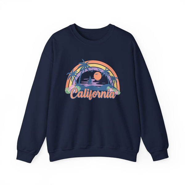 California Sweatshirt - Unisex Retro Beach California Crewneck Sweatshirt
