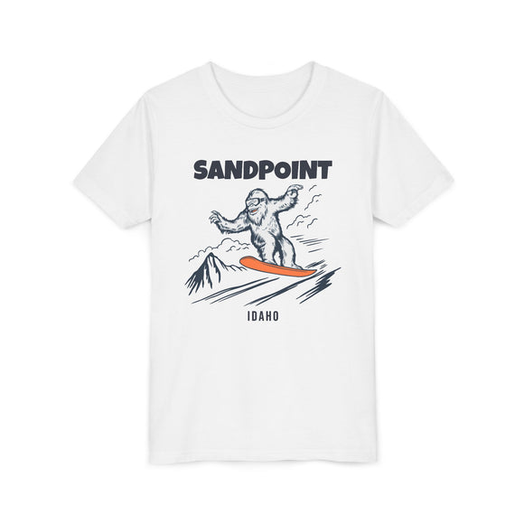 Sandpoint, Idaho Yeti Snowboard Youth Tee - Kids Skiing Shirt