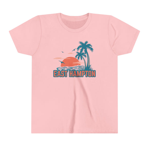 East Hampton, New York Youth Shirt - Retro Palm Tree East Hampton Kid's T-Shirt