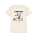 Jackson Hole, Wyoming Yeti Snowboard Youth Tee - Kids Skiing Shirt-1