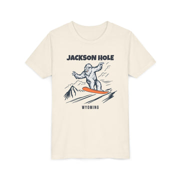 Jackson Hole, Wyoming Yeti Snowboard Youth Tee - Kids Skiing Shirt