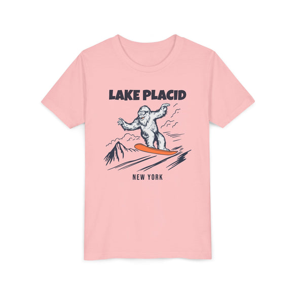 Lake Placid, New York Yeti Snowboard Youth Tee - Kids Skiing Shirt