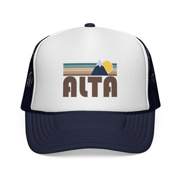 Buy dark-navy Alta, Utah Retro Mountains Trucker Hat - Vintage Style Alta Cap