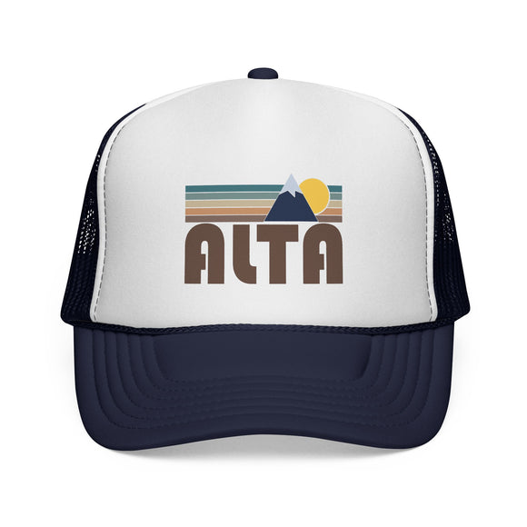 Alta, Utah Retro Mountains Trucker Hat - Vintage Style Alta Cap