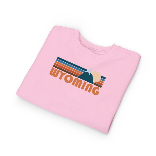 Wyoming Toddler Sweatshirt - Retro Mountain Wyoming Toddler Crewneck Sweatshirt