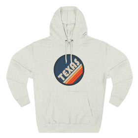 Premium Texas Retro Circle Hoodie — Vintage 70s Striped Logo Pullover