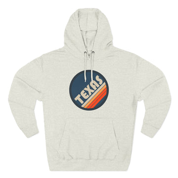 Premium Texas Retro Circle Hoodie — Vintage 70s Striped Logo Pullover