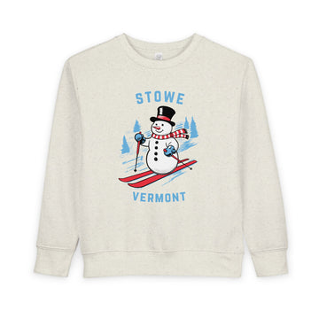 Stowe, Vermont Toddler Sweatshirt - Skiing Snowman Stowe Toddler Crewneck Sweatshirt