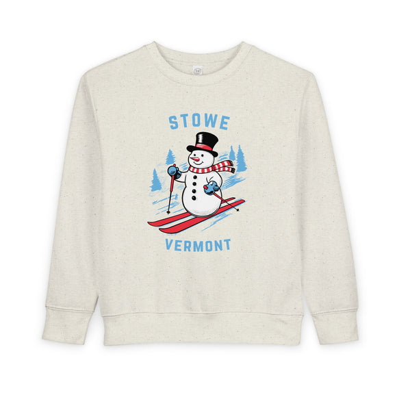 Stowe, Vermont Toddler Sweatshirt - Skiing Snowman Stowe Toddler Crewneck Sweatshirt