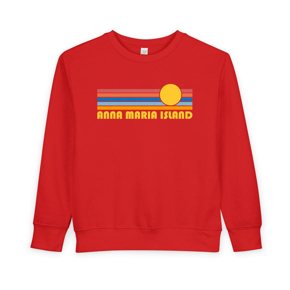 Anna Maria Island, Florida Toddler Sweatshirt - Retro Sun Anna Maria Island Toddler Crewneck Sweatshirt