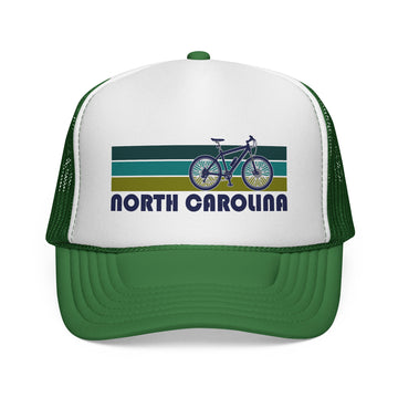 North Carolina Retro Bike Trucker Hat - Vintage Style North Carolina Cap - 0