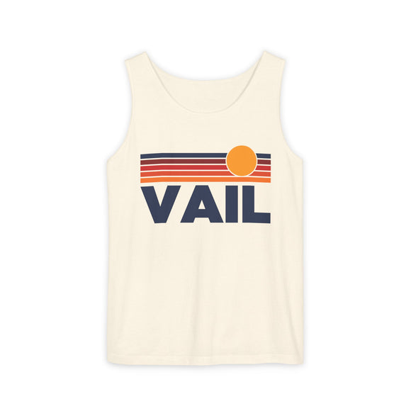 Vail, Colorado Retro Sunstripe Tank Top | Comfort Colors - 100% Cotton