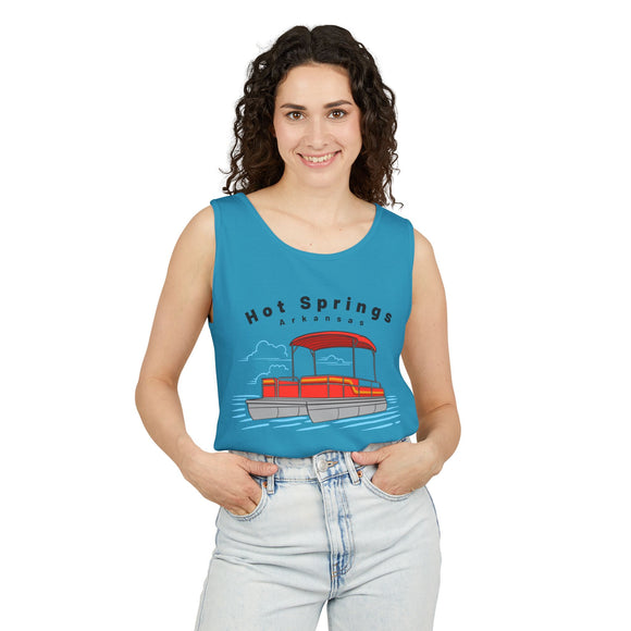 Hot Springs, Arkansas Tank Top Unisex - Pontoon Boat - Comfort Colors - 100% Cotton