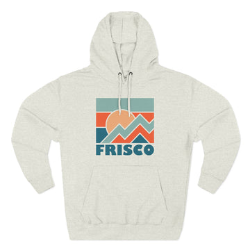 Buy oatmeal-heather Frisco, Colorado Hoodie - Retro Mountain Unisex Sweatshirt