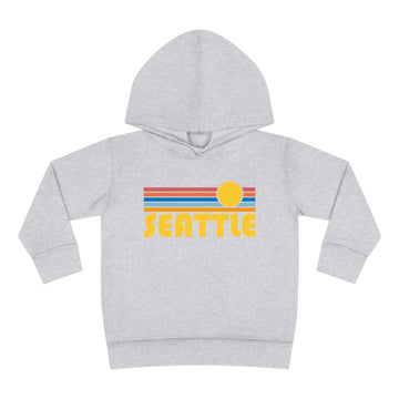 Seattle, Washington Toddler Hoodie - Retro Sunrise Unisex Seattle Toddler Sweatshirt - 0