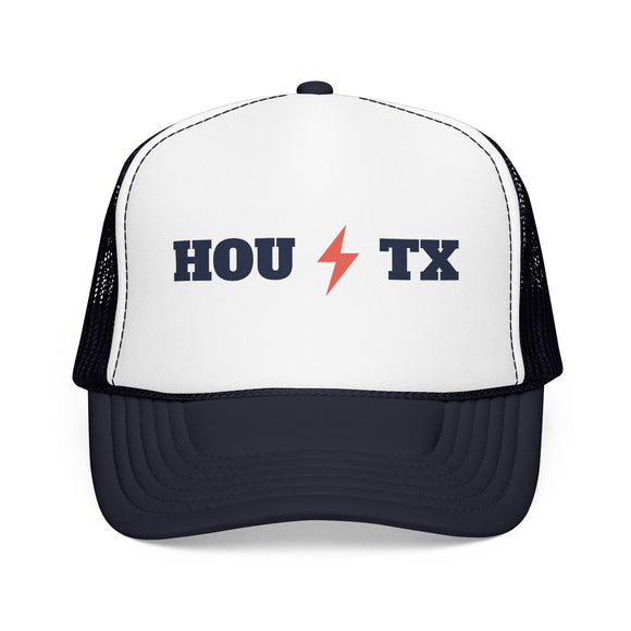 Houston, Texas Retro Trucker Hat - Lightning Foam Cap