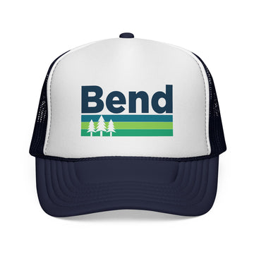 Buy dark-navy Bend, Oregon Retro Trees Trucker Hat - Vintage Style Bend Cap