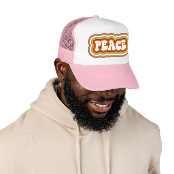 Retro Peace Trucker Hat Boho