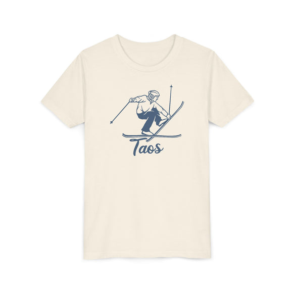 Taos, New Mexico Youth Vintage Snow Ski Graphic Tee - Kids Taos T Shirt