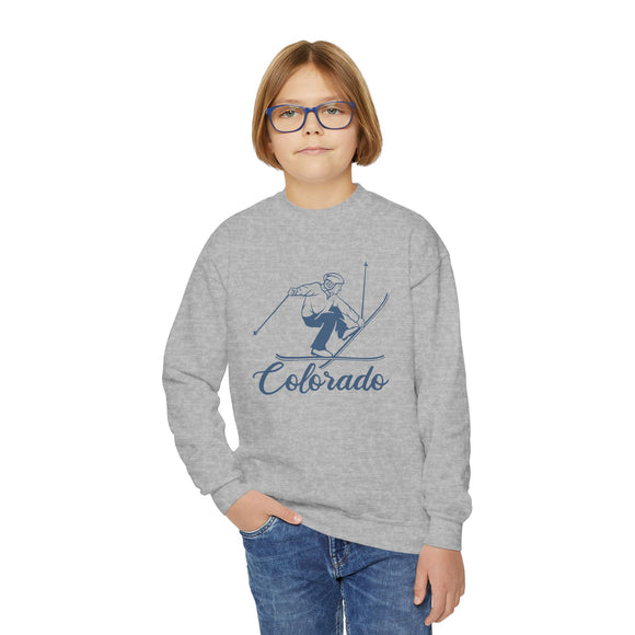 Colorado Youth Crewneck Sweatshirt - Snowman Ski Snowman Unisex Kid's Colorado Sweatshirt