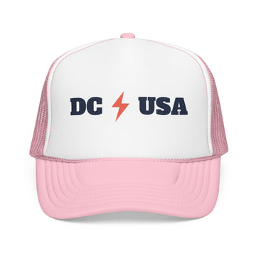 Buy light-pink-white Washington, DC Retro Trucker Hat - Lightning Foam Cap - Lightning