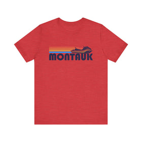 Buy heather-red Montauk, New York T Shirt - Retro Jetski PWC Graphic Tee