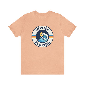Buy heather-peach Jupiter, Florida T-Shirt - Retro Unisex Jupiter Shirt - Wave Circle