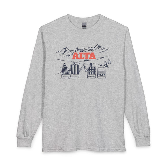 Alta, Utah Après-ski Long Sleeve Shirt - Mountain Retro Skiing