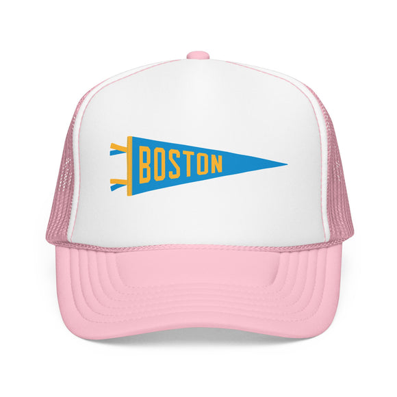 Boston, Massachusetts Pennant Trucker Hat — Retro Flag Foam Cap