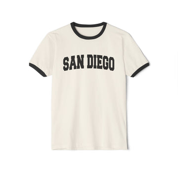 San Diego, California Cotton Ringer Graphic Tee - Unisex San Diego T Shirt, Vintage Style Tee, Men's/Women's Tee - 0