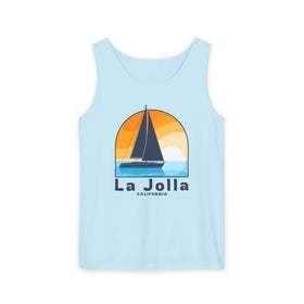 Buy chambray La Jolla, California Sailboat Tank Top | Comfort Colors 100% Cotton