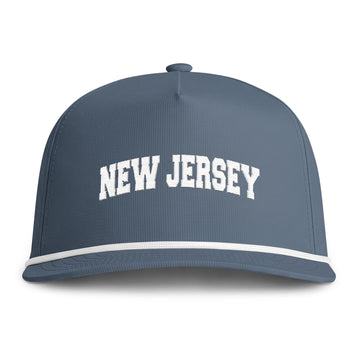 New Jersey Embroidered Rope Hat - Vintage Sunwashed Rope Cap, Comfort Colors