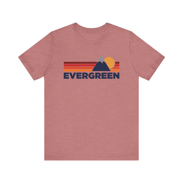 Retro Evergreen, Colorado T-shirt, Mountain Tee, Vintage Evergreen Unisex Jersey Shirt, Outdoor Hiking Apparel