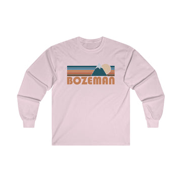 Buy light-pink Bozeman, Montana Long Sleeve Shirt - Retro Unisex Bozeman Long Sleeve Tee