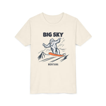Big Sky, Montana Yeti Snowboard Youth Tee - Kids Skiing Shirt