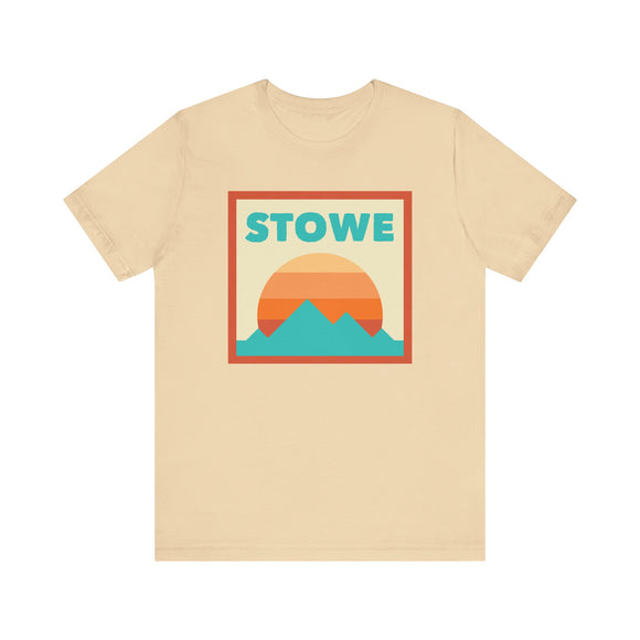 Retro Stowe, Vermont T-Shirt, Mountain Sun Tee, Unisex Graphic Shirt, Vintage Stowe, Vermont Top, Outdoor Adventure Clothing