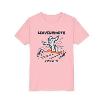 Buy pink Leavenworth, Washington Yeti Snowboard Youth Tee - Kids Skiing Shirt