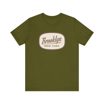 Buy olive Brooklyn, New York T-Shirt - Retro Unisex Brooklyn Shirt - Oval Badge