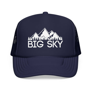 Kids Big Sky, Montana Trucker Hat - Youth Snapback Cap on white background
