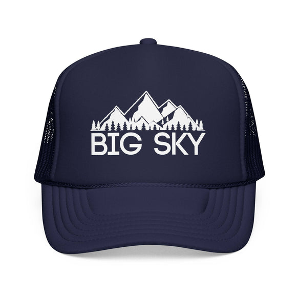 Kids Big Sky, Montana Trucker Hat - Youth Snapback Cap on white background
