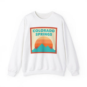 Retro Colorado Springs, Colorado Sweatshirt, Mountain Sun Design, Unisex Crewneck, Gift for Outdoorsy Friends, Vintage Jumper