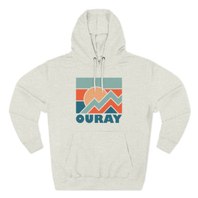 Buy oatmeal-heather Ouray, Colorado Hoodie - Retro Mountain Unisex Sweatshirt