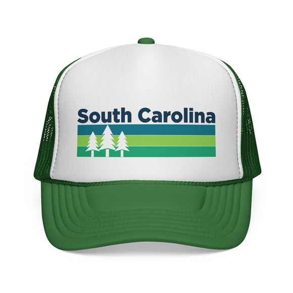 South Carolina Retro Trees Trucker Hat - Vintage Style South Carolina Cap