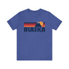 Retro Alaska T-shirt, Mountain Tee, Vintage Alaska Unisex Jersey Shirt, Outdoor Hiking Apparel