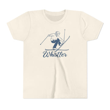Whistler, Canada Youth Vintage Snow Ski Graphic Tee - Kids Whistler T Shirt - 0