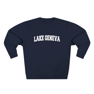 Buy navy Premium Lake Geneva, Wisconsin Retro Graphic Sweatshirt