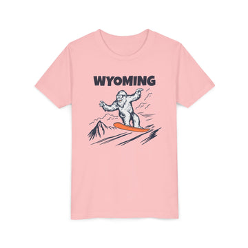 Buy pink Wyoming Yeti Snowboard Youth Tee - Kids Skiing Shirt